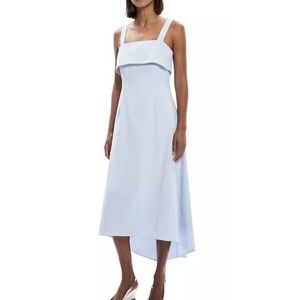 Theory Linen-Blend Midi High-Lo Dress